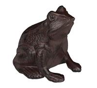 Relaxdays Figurine de Jardin Grenouille, lot 3, Assise, en Fonte, Apparence Antique, étanche, Figurine Grenouille, Marron