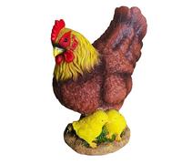 Relaxdays Figurine de Jardin Poule avec Poussins, résine, résistante aux intempéries, réaliste, 24 cm, colorée