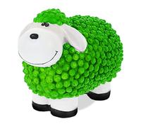 Relaxdays Figurine Mouton, Peint Main, résistant aux intempéries, HxLxP : 16x21x12,5 cm, Jardin, polyrésine, Vert