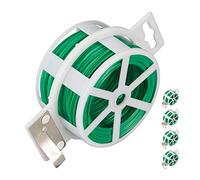 relaxdays Fil de Fer Jardin, Jeu de 5, 50 m, enrobage Plastique, Our Plantes, en Bobine, coupeur, Inoxydable, Vert