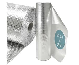 Relaxdays Film réfléchissant radiateurs 0,6 x 25 m, Bulles 4 mm, Isolant Aluminium, Toit, Murs & fenêtres, Argent