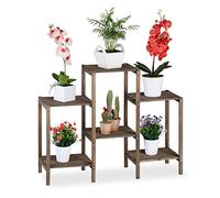 Relaxdays Etagère à fleurs marron en bois