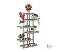 relaxdays Fleurs, Étagère Bois, Escalier Plantes, 5 Niveaux, intérieur, 125x81x25cm, Shabby, Gris, 125 x 81 x 25 cm
