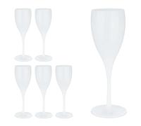 Relaxdays Flûte à Champagne en Plastique, Lot de 6, Robuste et sans BPA, réutilisable, capacité : 140 ML, Blanche