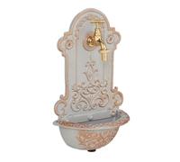 Relaxdays Fontaine d'extérieur pour Le Jardin, Design nostalgique, bac, Robinet, HLP : 36 x 22 x 10,5 cm, doré et Gris