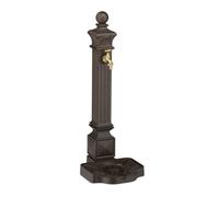 Relaxdays Fontaine extérieure de jardin, avec robinet et bac, HxLxP : 82 x 29 x 33 cm, aussi pour la terrasse, marron