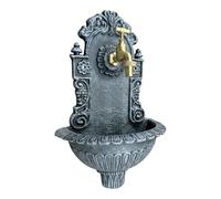 Relaxdays Fontaine Murale Antique avec Robinet, lavabo de Jardin en Fonte d'aluminium, Gris, H x L x P 40 x 24,5 x 13 cm