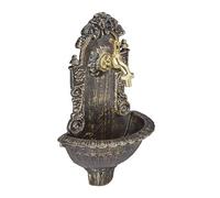 Relaxdays Fontaine Murale Style Ancien avec Robinet, pour Jardin, Fonte Aluminium, HxLxP 40 x 24,5 x 13 cm, Noir