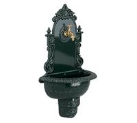 Relaxdays Fontaine Murale XL Antique avec Robinet, lavabo de Jardin en Fonte d'aluminium, 75×44×22 cm, Vert