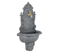 Relaxdays Fontaine Murale XL Antique, Robinet, lavabo de Jardin, Gris | fonte d'aluminium, H x L x P : 75 x 44 x 22 cm