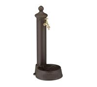 Relaxdays Fonte extérieure de Jardin, Design Antique, avec Robinet et bac, H x L x P : env. 65 x 25 x 30 cm, Marron