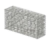 Relaxdays Gabion, brise-vue jardin, panier grillagé 4 mm, argenté | galvanisé, dimensions : H x L x P = 50 x 100 x 30 cm, mur en gabions, acier