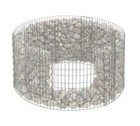 Relaxdays Gabion rond, plantable, potager surélevé, panier à pierres, fil 3,5 mm, HxØ 40x90 cm, acier, argent