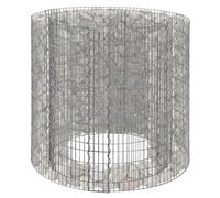 Relaxdays, gabion rond pour jardin, bac de culture surélevé, panier en pierre, fil de 3,5 mm, plantable, HxØ : 80x90 cm, mur de gabions, acier, argenté