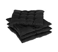 Relaxdays Galette de Chaise, Lot de 4, 38 x 38 cm, Coussins pour intérieur et extérieur, revêtement Polyester, Noire