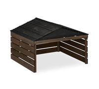 Relaxdays Garage pour Robot Tondeuse, en Bois de Sapin, H x L x P : env. 52,5 x 79 x 74 cm, Marron et Noir