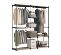 Relaxdays garde-robe, armoire ouverte, étagères et barres à vêtements, portant, système modulaire flexible, blanc