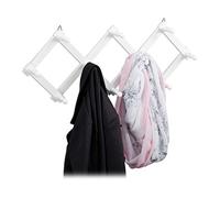 Relaxdays Garde robe murale en bois Tringle de garde robe, 10 crochets, stable, vestiaire, choix de couleurs