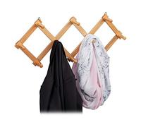 Relaxdays Garde Robe Murale en Bois Tringle de Garde Robe, 10 Crochets, Stable, vestiaire, Choix de Couleurs