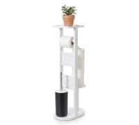 Relaxdays Garniture WC Blanche, 80 x 30 x 18 cm, Tablette | porte-papier sur pied, brosse WC, support rouleaux