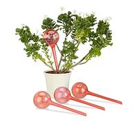 Relaxdays Globes d’arrosage en Plastique, Lot de 8, Distributeur Eau, Plantes, 2 semaines, 250 ML, Pot Fleurs, Rouge