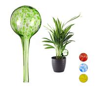 Relaxdays Globes d’arrosage Lot de 10, Distributeur Eau, Irrigation Plantes et Fleurs, Outil de Bureau, Ø 6 cm, 75 ML, Verre, Vert