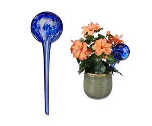 Relaxdays Globes d’arrosage Lot de 12, Distributeur Eau Plantes et Fleurs, Outil de Bureau, Ø 9 cm, Verre, Bleu