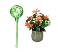 Relaxdays Globes d’arrosage Lot de 4, Distributeur Eau Plantes et Fleurs, Outil de Bureau, Ø 9 cm, Verre, Vert