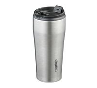 Relaxdays Gobelet isotherme, 400 ml, argenté - noir | boissons chaudes & froides, étanche, acier inoxydable