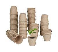 Relaxdays Godet pour semis, Lot de 80, Cellulose, HxD: 5x6 cm, Pots Ronds pour légumes, Nature