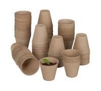 Relaxdays Godets semis lot de 120, cellulose, H x D 7,5 x 8 cm, pots de jardinage ronds, petit, nature