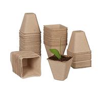 Relaxdays Godets semis, lot Pratique de 400, carré, HLP 8 x 8 x 8 cm, Pots de Jardinage en Papier, Nature