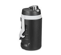 Relaxdays Gourde, Bouteille d'eau 2 litres avec poignée, Bouteille de Sport, sans BPA, Anti-Fuite, Noir et Gris