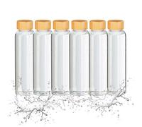 Relaxdays Gourde en verre, lot de 6, 500 ml, bouteille, bouchon bambou, housse, verre borosilicate, transparent/noir
