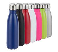 Relaxdays Gourde inox bouteille eau acier inoxydable 0,5 litre isotherme froid chaud, bleu foncé