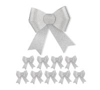Relaxdays Grand Noeud Cadeau, Lot de 10, décoration Noël, Ruban pour Sapin, Voiture, Mariage, argenté