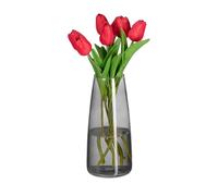 Relaxdays Grand Vase décoratif, pour Vos Fleurs, en Verre, Dimensions H x D : 21,5 x 10 cm, Gris