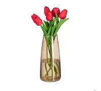 Relaxdays Grand vase décoratif, pour vos fleurs, en verre, dimensions H x D : 21,5 x 10 cm, marron
