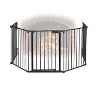 Relaxdays Grillage protection cheminée 5 éléments pour enfants en acier avec porte 75 cm noir