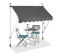Relaxdays, Gris Store Balcon, Manivelle, Hauteur Réglable, Résistant UV, Polyester, Acier, Embouts, 200 x 120 cm