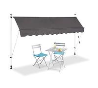 Relaxdays, Gris Store Balcon, Manivelle, Hauteur Réglable, Résistant UV, Polyester, Acier, Embouts, 300 x 120 cm, 300x120 cm