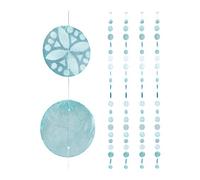 Relaxdays Guirlande de Nacre, Lot de 4, fenêtre, Balcon, Porte, Rideau de séparation, 180 cm, Fleurs Bleu Turquoise