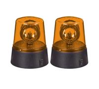 Relaxdays Gyrophare, 2 pièces, réflecteur rotatif, fête, à piles, lumière LED, orange/noir
