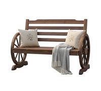Relaxdays H x L x P : 77 x 112 x 52 cm, Banc de Jardin 2 Places en Bois, Dossier, Style Rustique, Marron