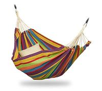 Relaxdays Hamac 300kg, 2 Personnes, Jardin Extérieur, Suspendu, Intérieur, Coton, Transportable, 150x272 cm, Multicolore