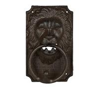 Relaxdays Heurtoir de Porte, Lion imposant, en Fonte, Design Vintage, H x L x P : env. 19,5 x 12 x 6 cm, Brun foncé