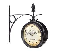 Relaxdays Horloge de gare sur deux côtés piles rétro New York HLP 35 x 35 x 10 cm Heure recto-verso vintage noir
