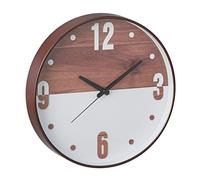 Relaxdays Horloge Murale, analogique, Fonctionne avec Pile, avec nombres, Ø 29,5 cm, pour Cuisine & Salon, Marron/Blanc