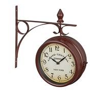 Relaxdays Horloge murale design vintage analogique, 34x35x10 cm, fonctionne avec 2 piles, marron