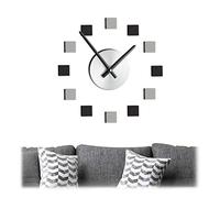relaxdays Horloge Murale DIY, Montre à Coller au Mur, Grandes Variables, Chambre & Salon, 3D, argenté/Noir/Gris
